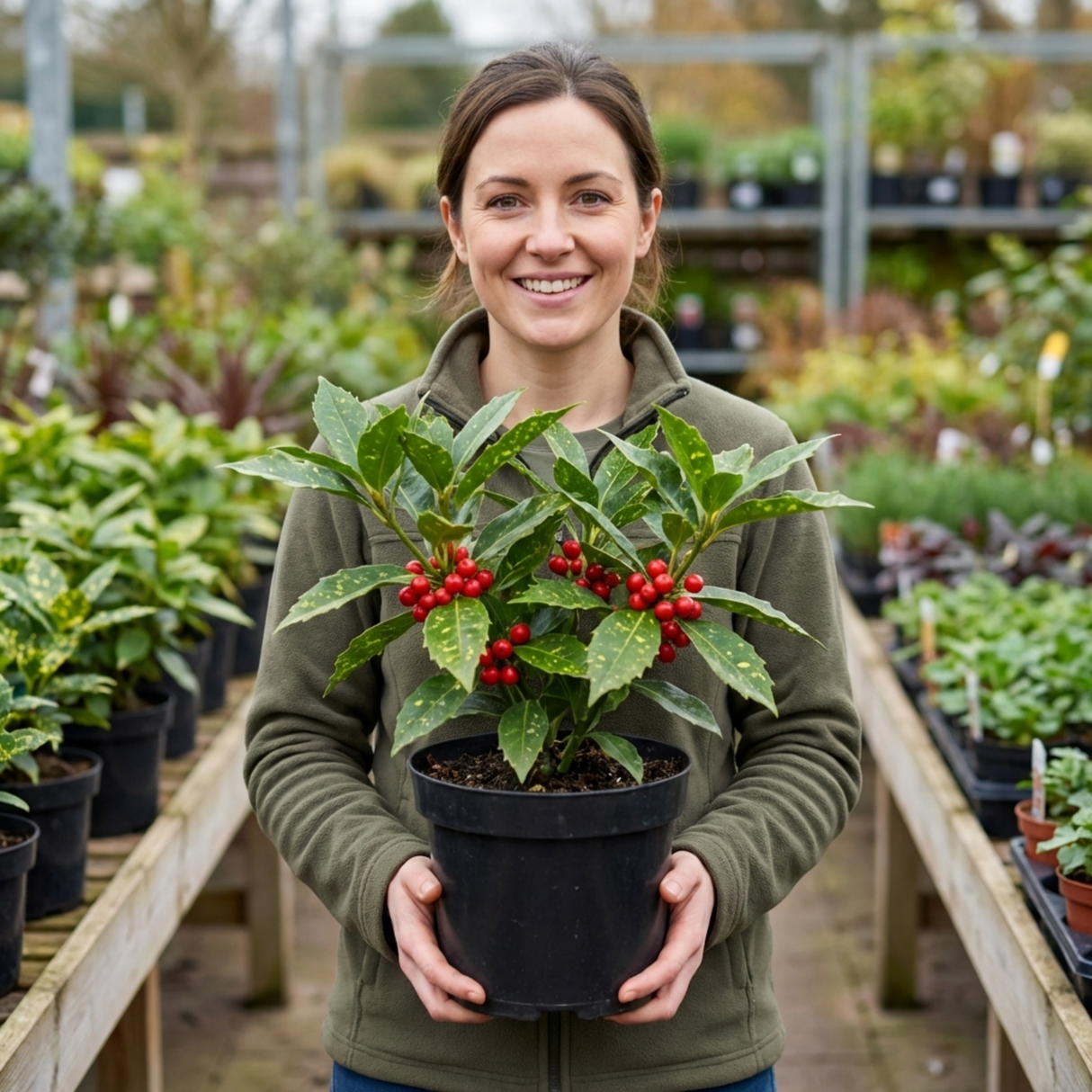1 Aucuba Japonica Rozannie Plant, Hardy Evergreen Shrub, Outdoor Garden Ready, 3 Litre Root Ball - Frankton's