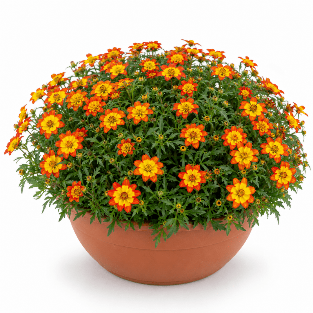 1 Bidens Taka Tuka Orange Yellow Brush, Outdoor Summer Flowering Bedding Plant, 21cm Root-Ball - Frankton's