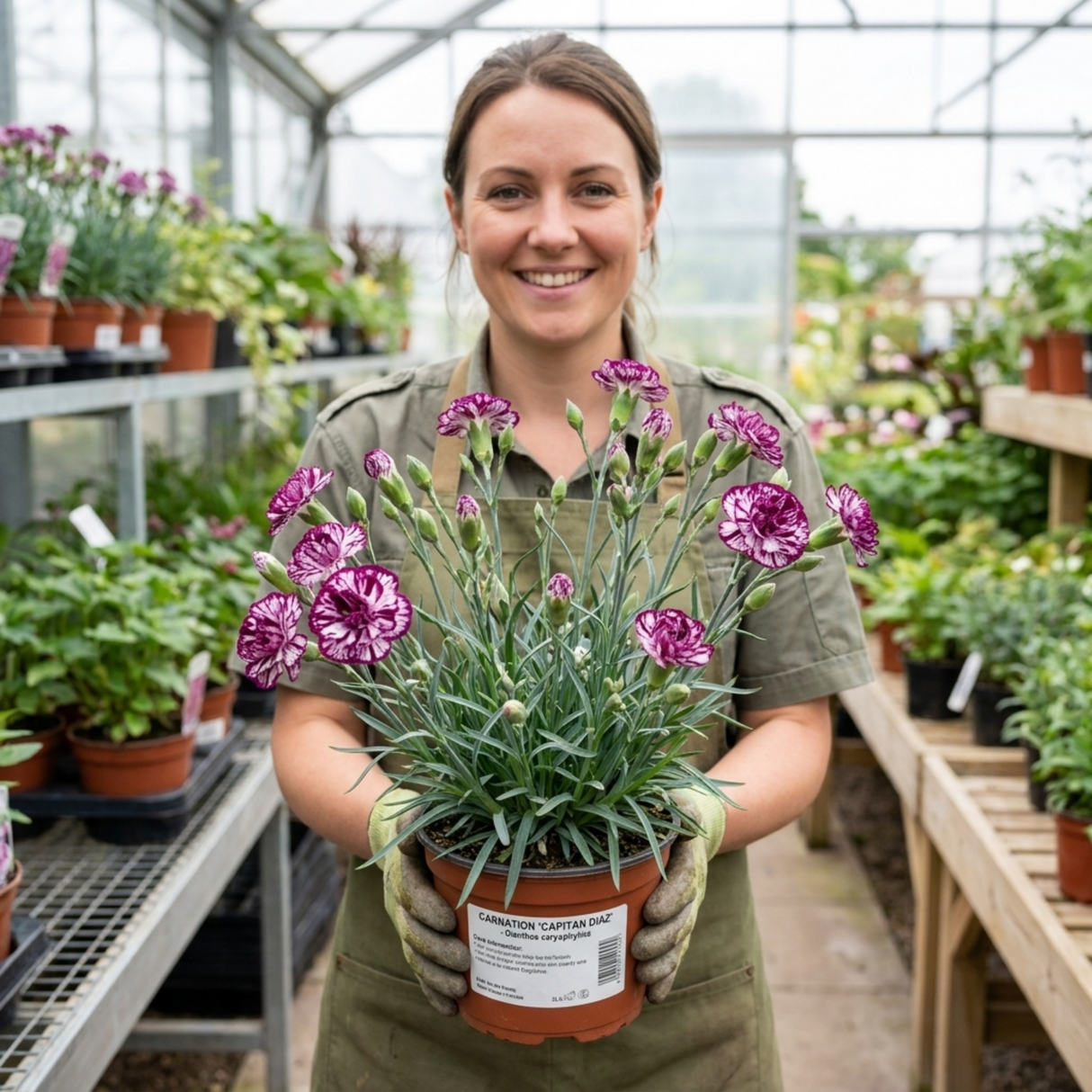 1 Carnation Capitan Diaz Dianthus Plant, Outdoor Hardy Summer Flowering Garden Perennial, 2Ltr Root-Ball - Frankton's