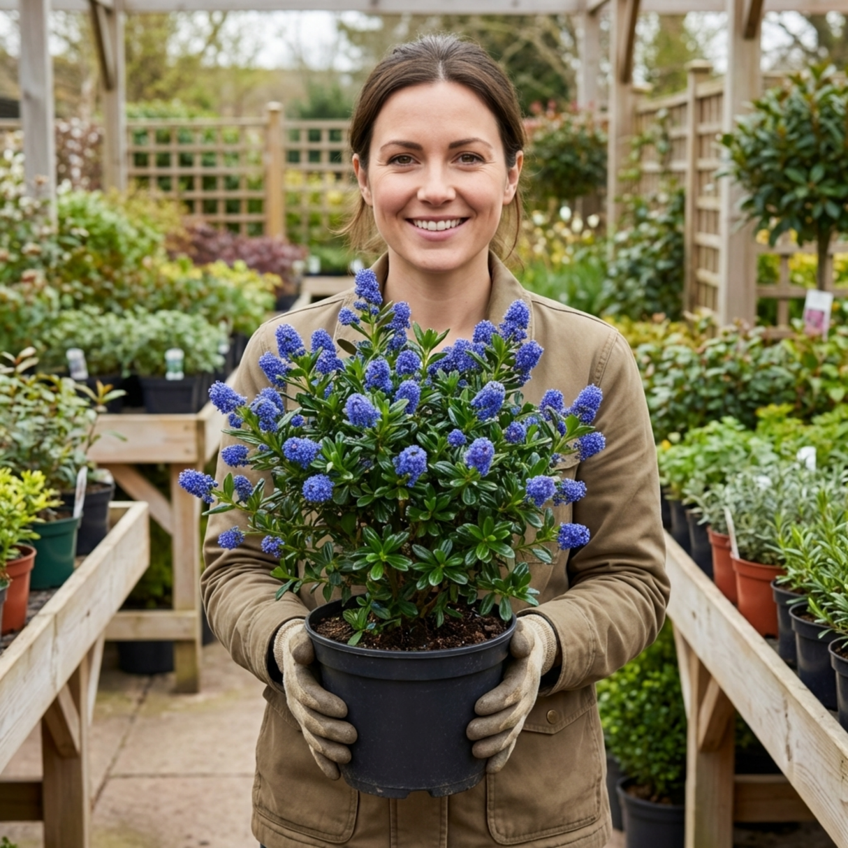 1 Ceanothus Concha Plant, Hardy Evergreen Blue Flowering Shrub, California Lilac, 3 Litre Root-Ball - Frankton's
