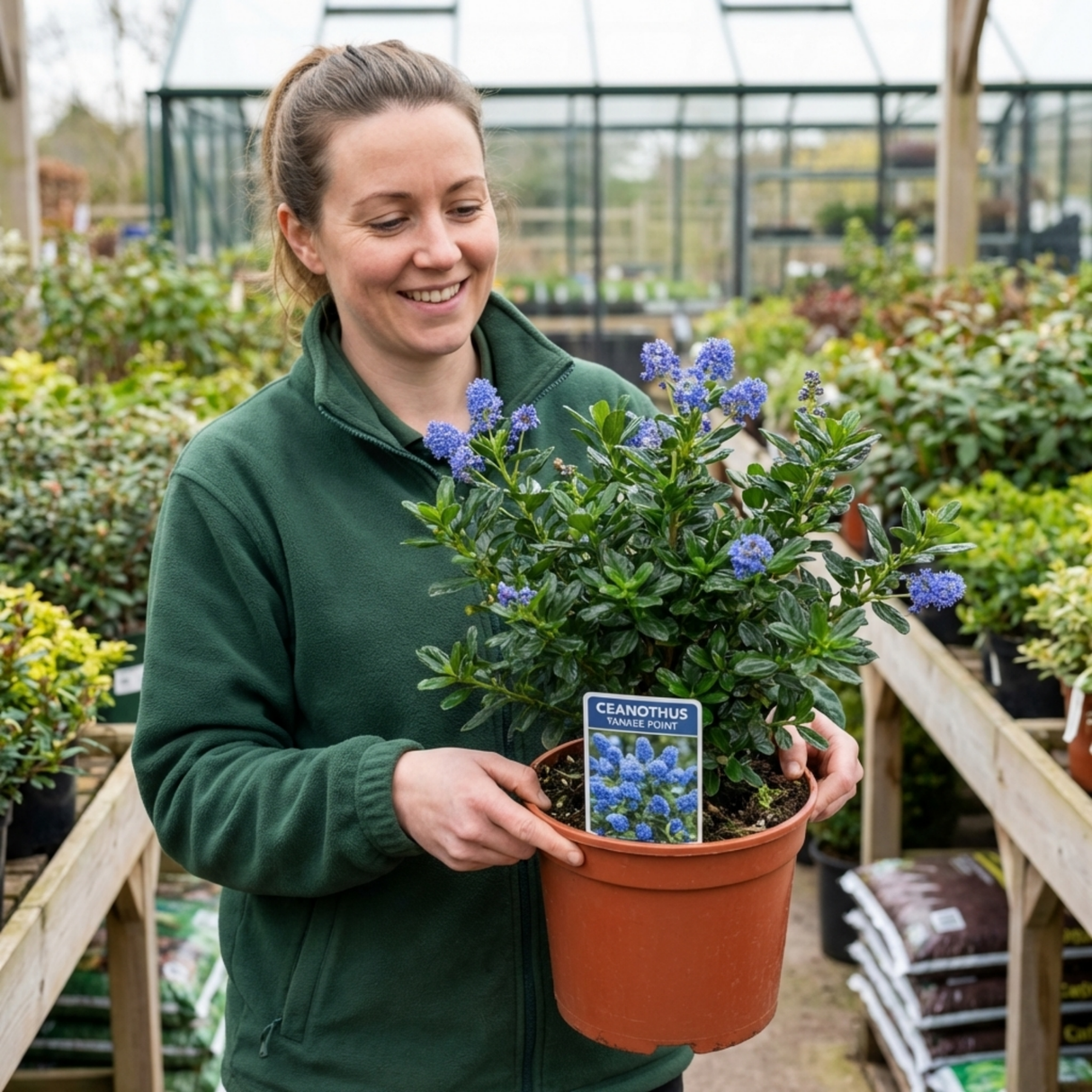 1 Ceanothus Yankee Point California Lilac Plant, Blue Flowering Evergreen Shrub, 3L Root-Ball - Frankton's