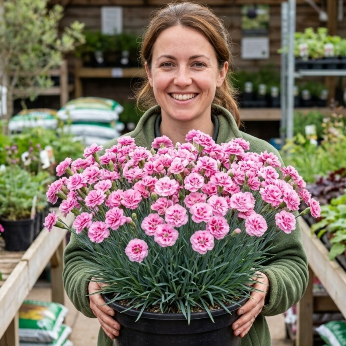 1 Cottage Pink Dianthus Pink Celebration, Fragrant Hardy Perennial Outdoor Garden Plant, 5L Root-Ball - Frankton's