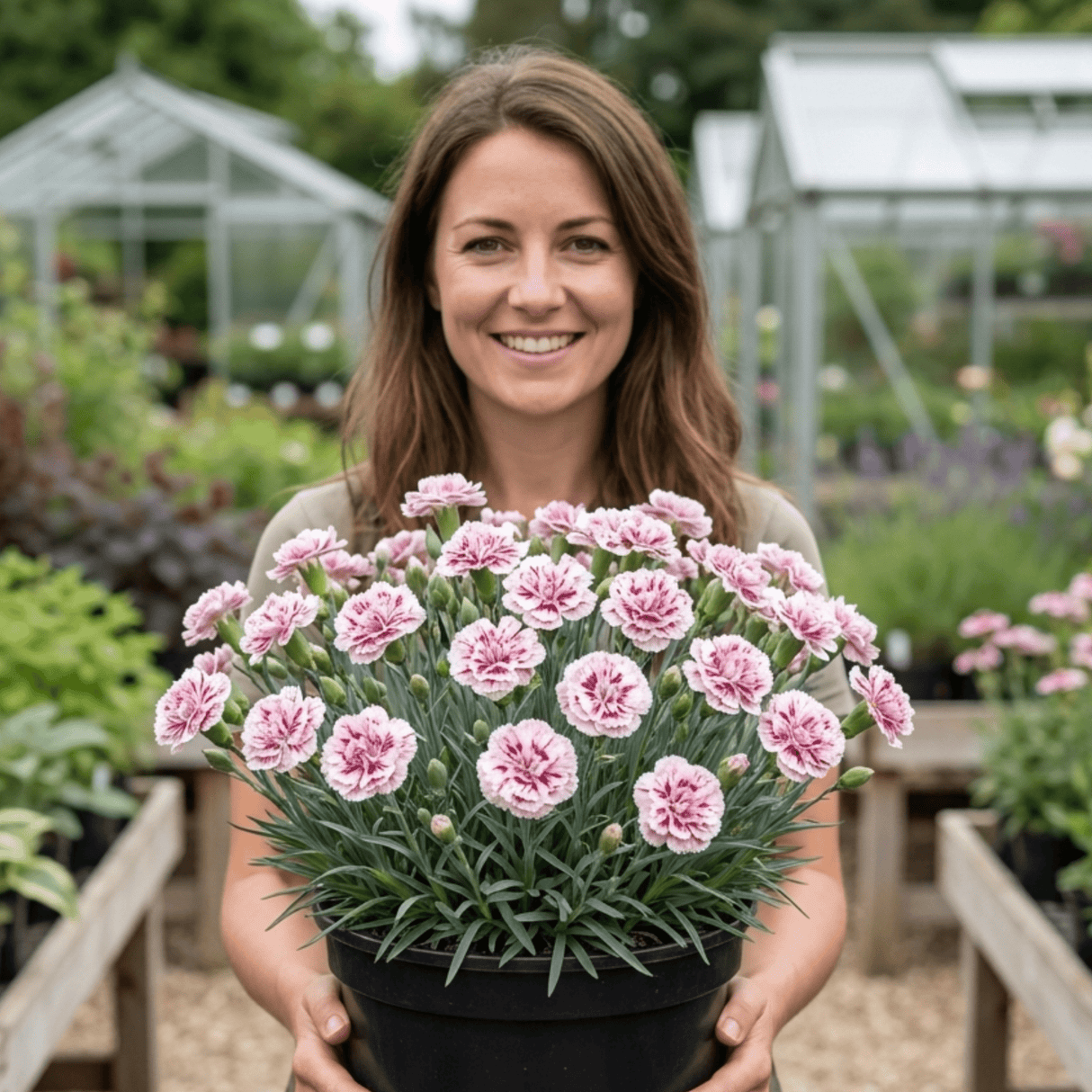 1 Cottage Pink Dianthus Raspberry Sundae, Fragrant Hardy Perennial Plant, 5 Litre Root Ball - Frankton's