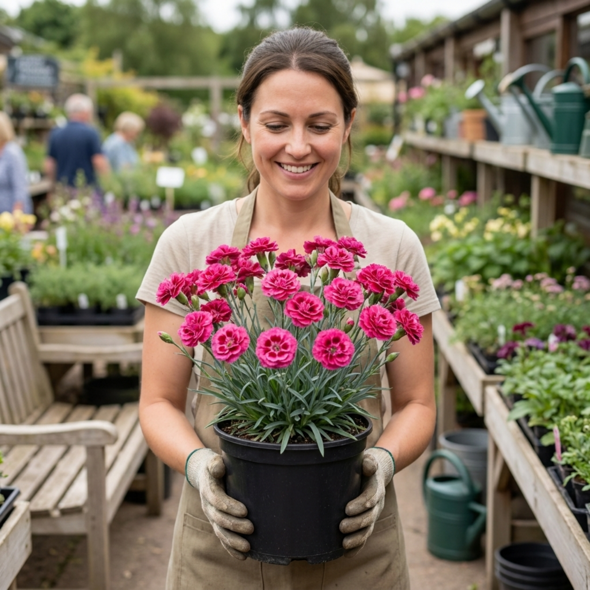 1 Cottage Pink Dianthus Sugar Raspberry, Hardy Summer Flowering Perennial, Garden Ready, 5L Root Ball - Frankton's