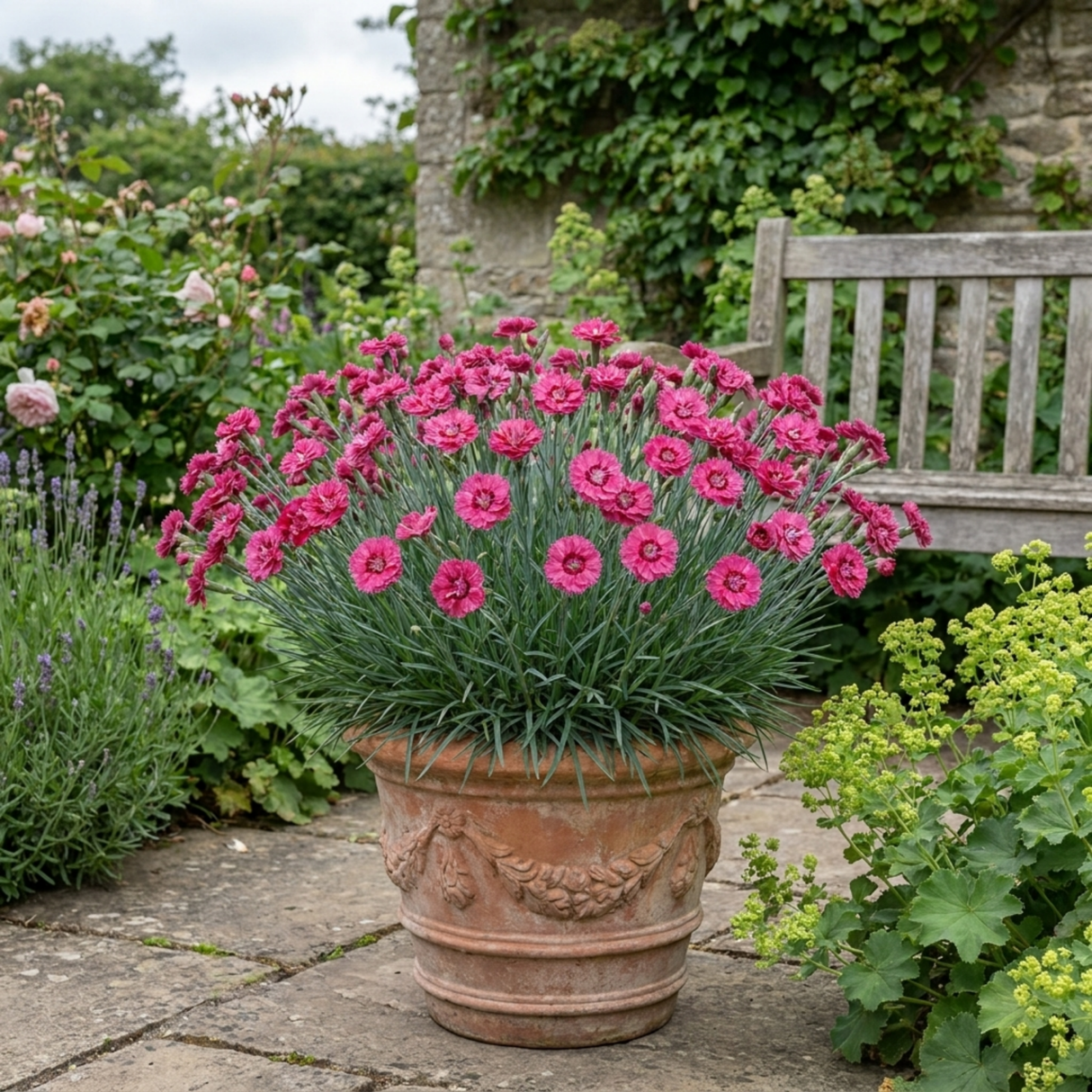 1 Cottage Pink Dianthus Sugar Raspberry, Hardy Summer Flowering Perennial, Garden Ready, 5L Root Ball - Frankton's