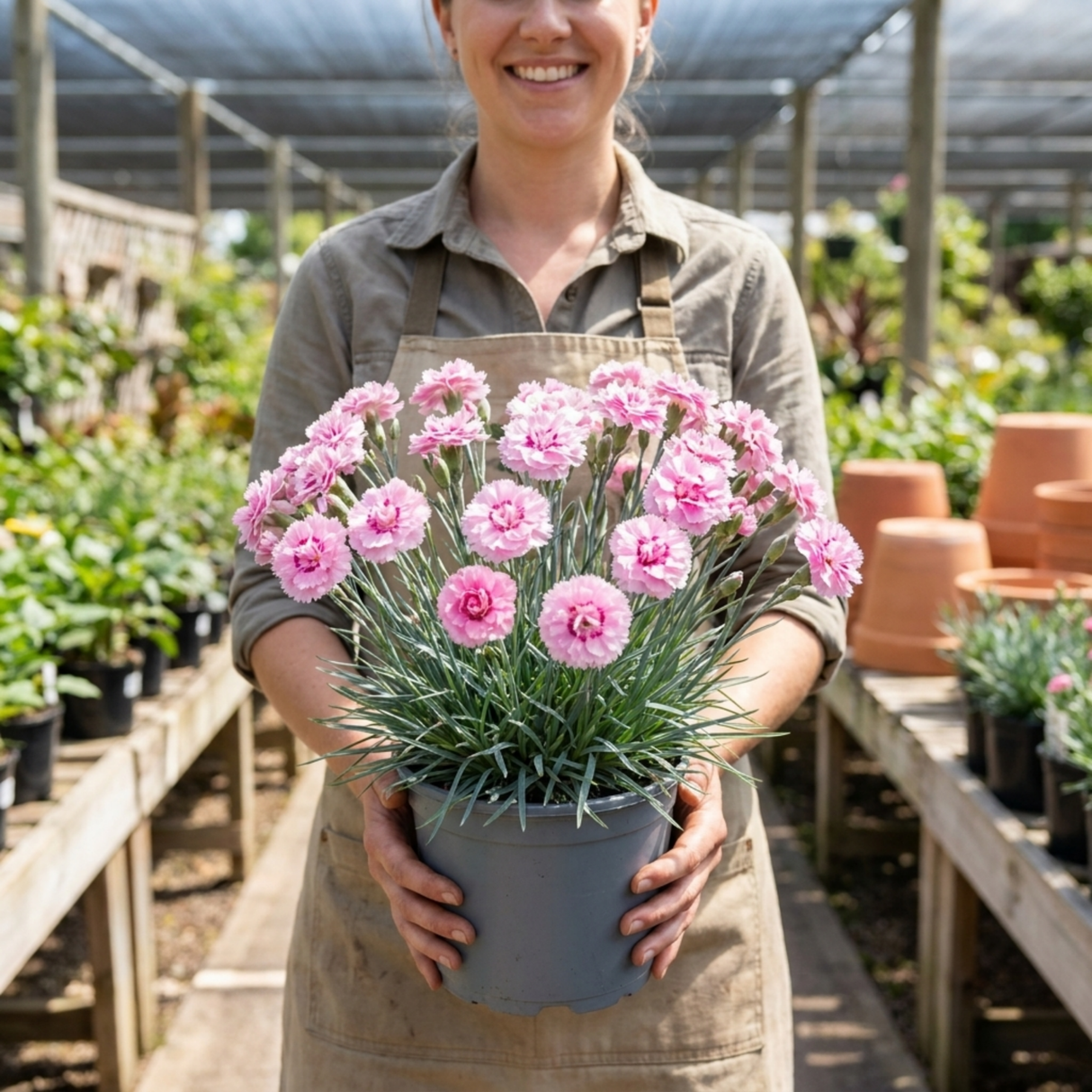 1 Cottage Pinks Dianthus Candy Floss Plant, Summer Flowering Perennial, 17cm Root Ball - Frankton's