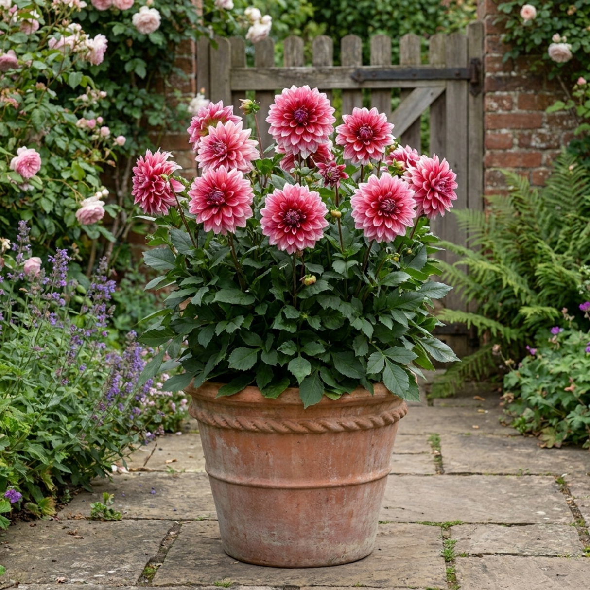 1 Dahlia Maggiore Fun Rose Bicolour Plant, Pink Summer Flowering, Outdoor Garden Ready, 3 Litre Root Ball - Frankton's