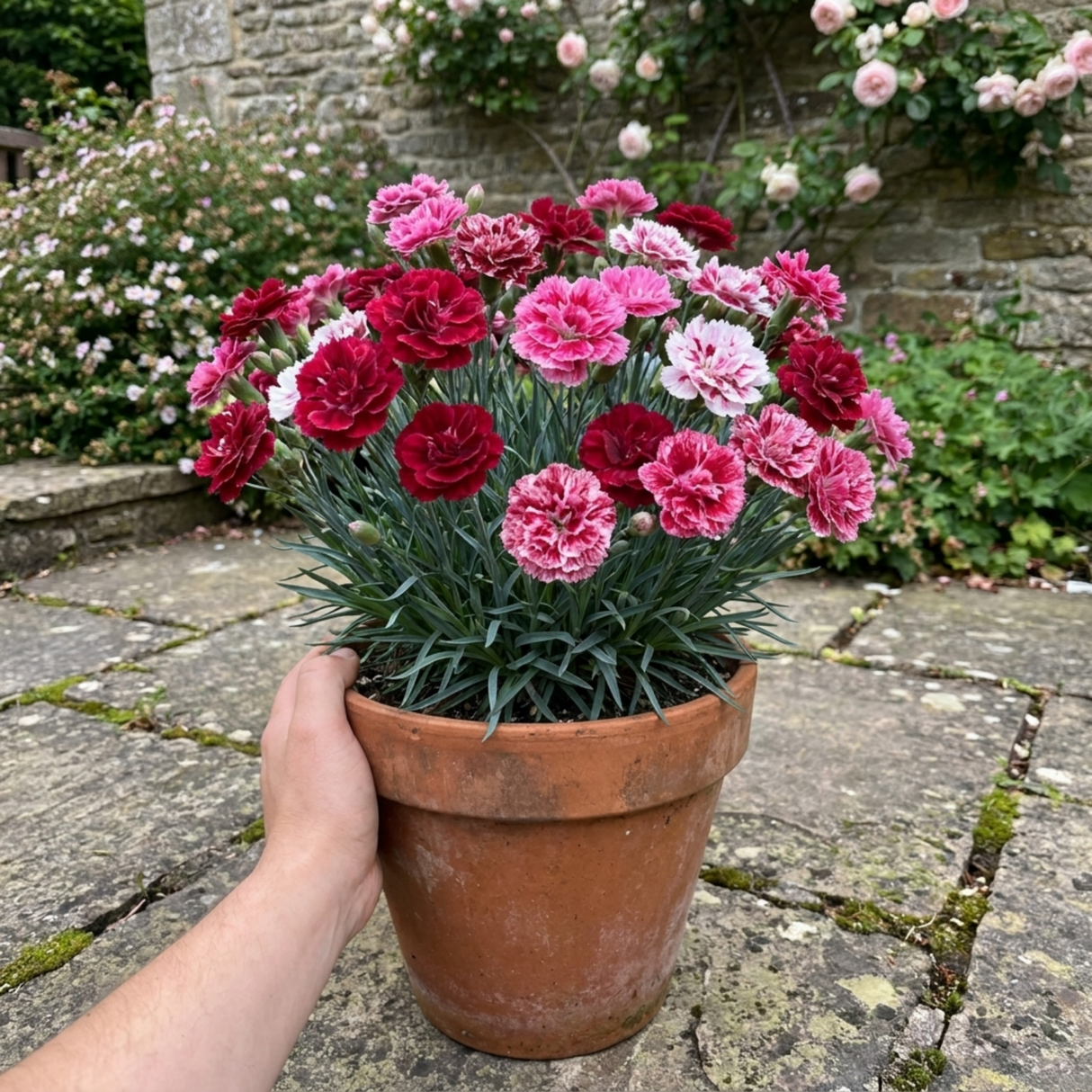 1 Dianthus Cherry Daiquiri Plant, Fragrant Hardy Summer Bedding Perennial, Outdoor Garden Ready, 5L Root Ball - Frankton's
