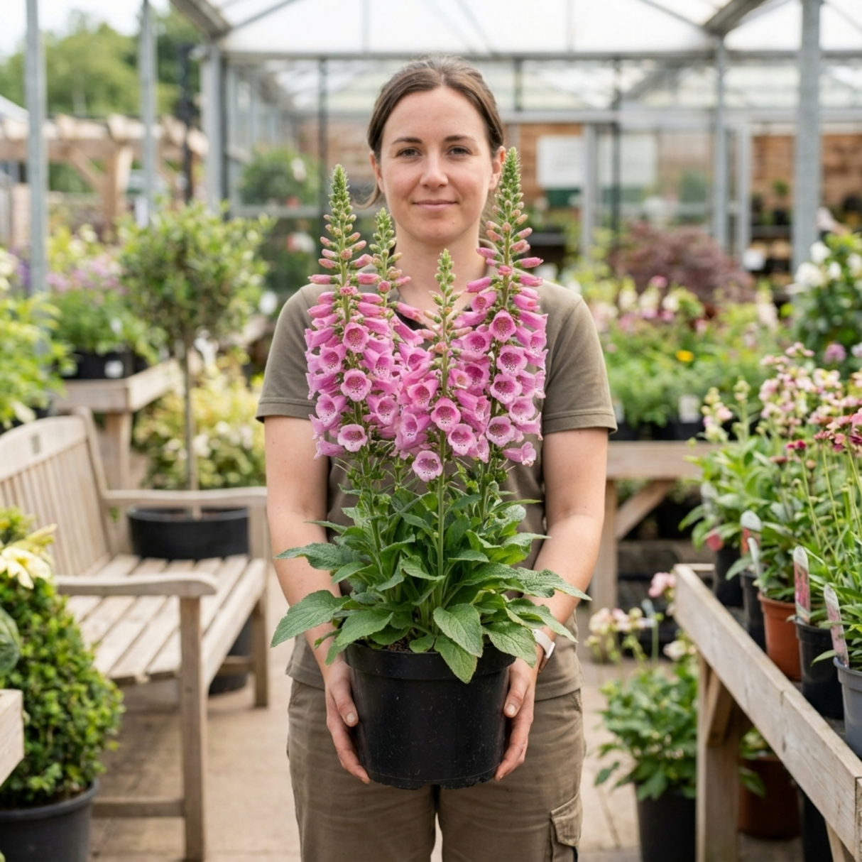 1 Digitalis Hanabee Pink Foxglove, Compact Bee Friendly Perennial Plant, Garden Ready, 3 Litre Root Ball - Frankton's