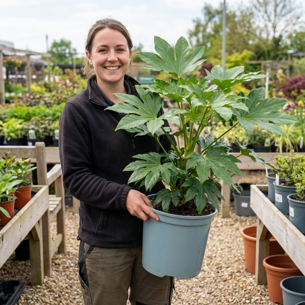1 Fatsia Japonica Japanese Aralia Plant, Hardy Evergreen Shade Loving Shrub, 7.5 Litre Root-Ball - Frankton's