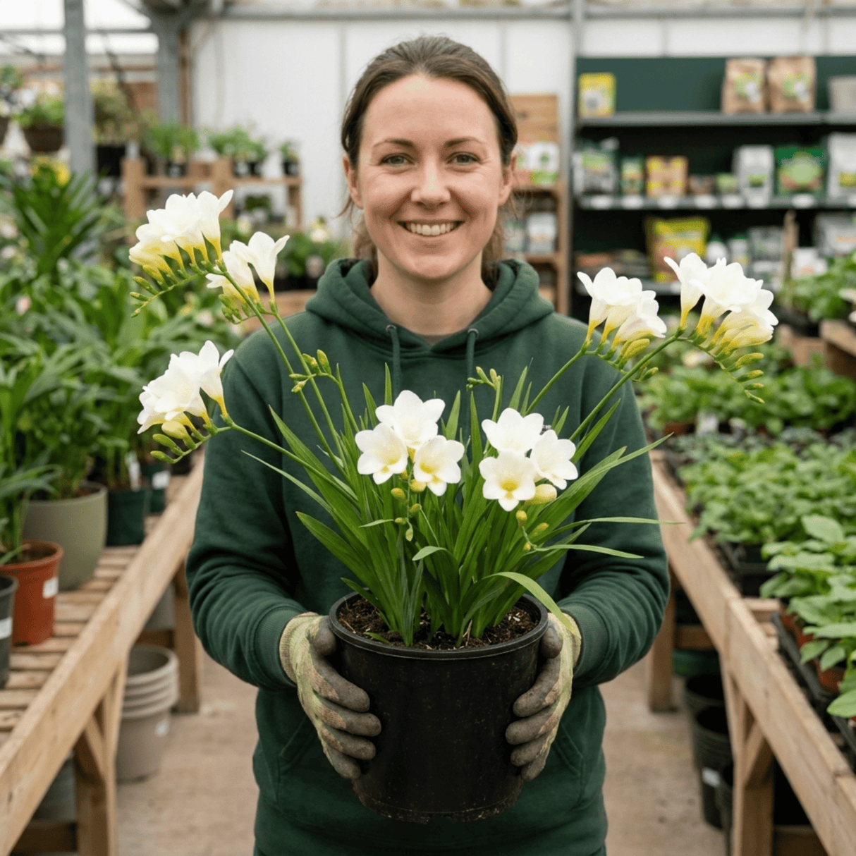 1 Freesia White River Perennial Plant, Fragrant Scented Summer Flowers, Outdoor Garden Ready, 17cm Root-Ball - Frankton's