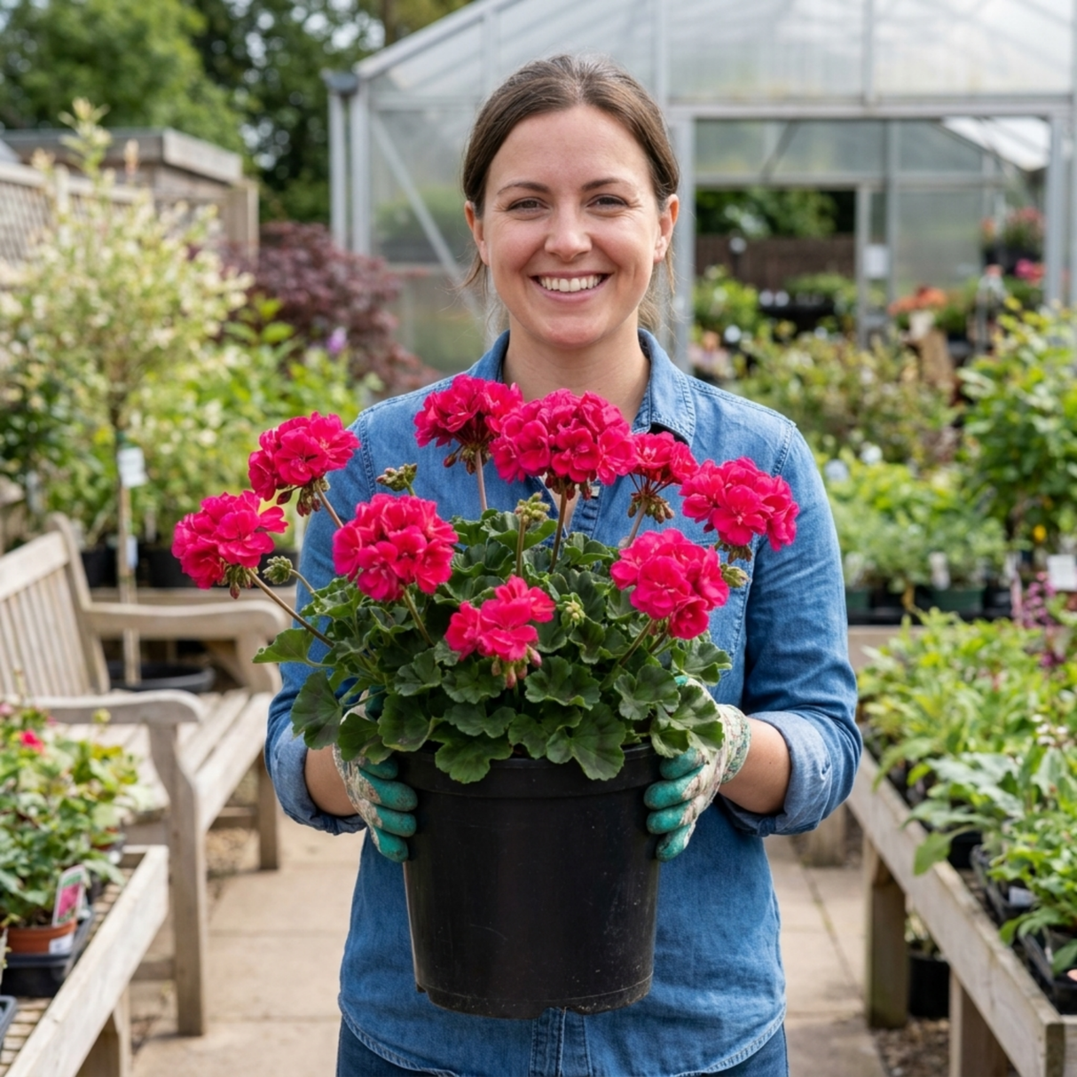 1 Geranium Calliope Deep Rose, Premium Large Flowering Summer Bedding Plant, 5L Root-Ball - Frankton's