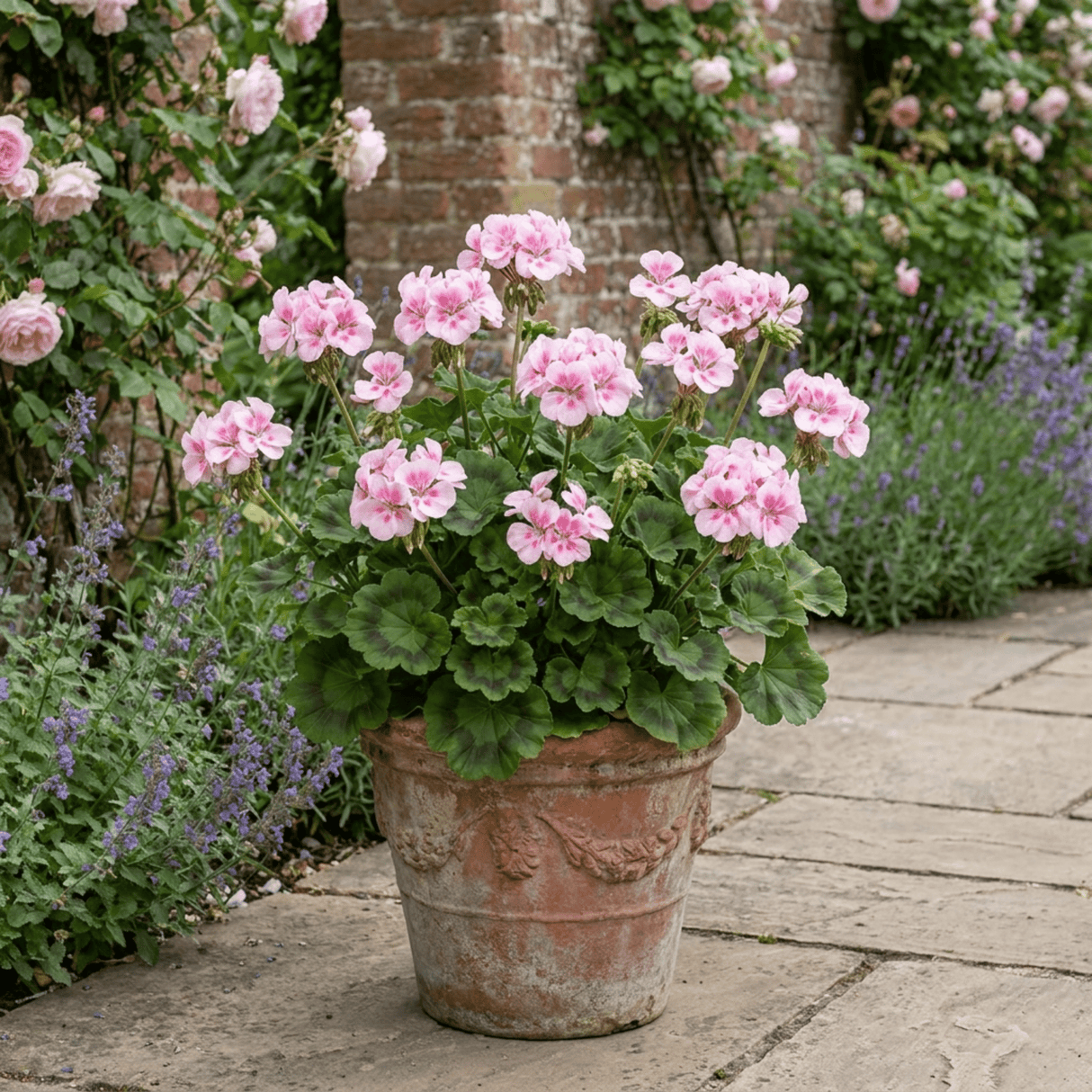 1 Geranium Pretty Little Pink Splash, Summer Flowering Plant, Outdoor Garden Ready, 5 Litre Root-Ball - Frankton's