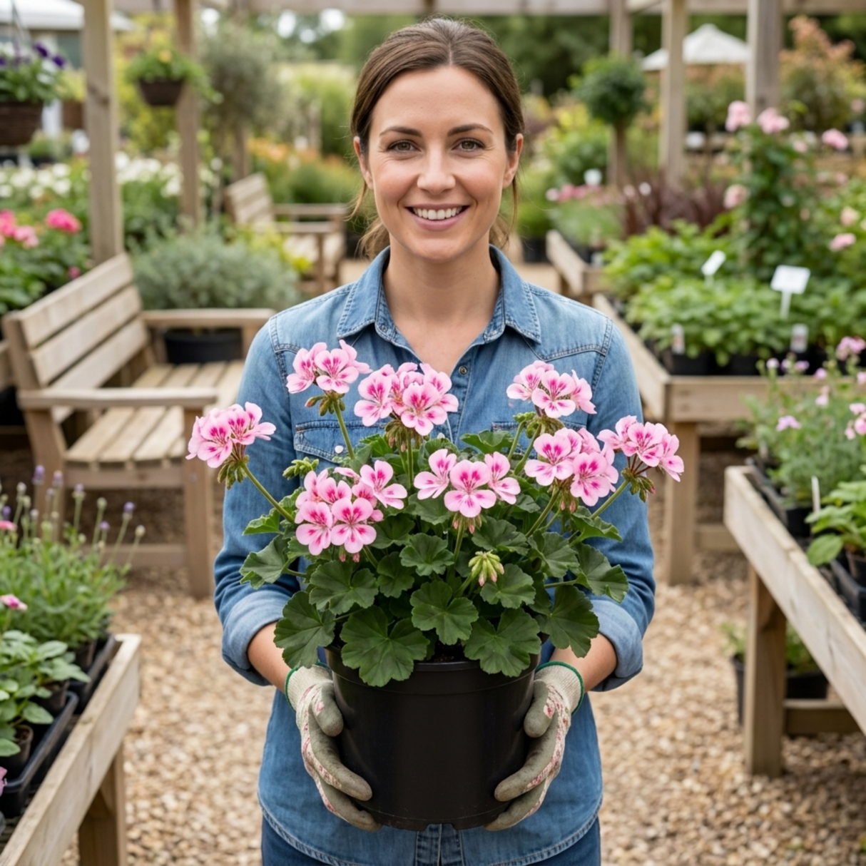1 Geranium Pretty Little Pink Splash, Summer Flowering Plant, Outdoor Garden Ready, 5 Litre Root-Ball - Frankton's