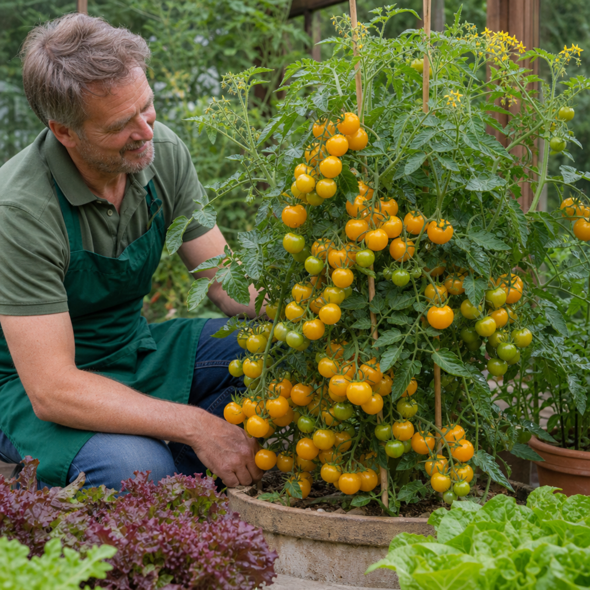 1 Golden Sunrise Tomato Plant, Live Heirloom Yellow Tomato, Outdoor Garden Ready, 2 Litre Root Ball - Frankton's