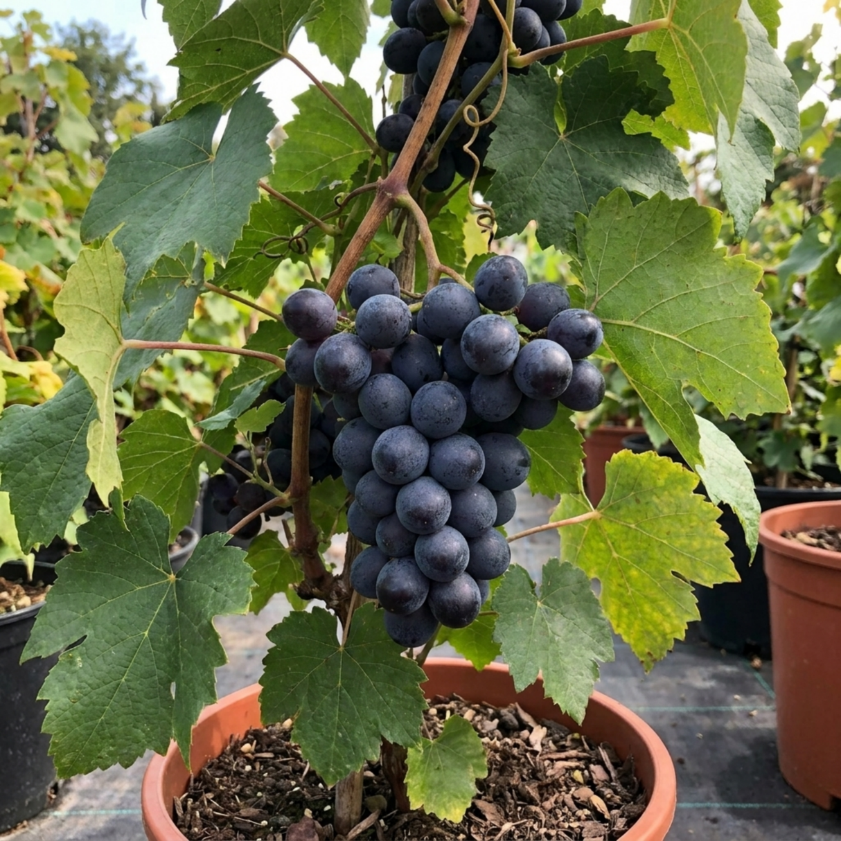 1 Grape Vine Plant Vitis Black Hambourg, Hardy Outdoor Garden Ready, 3 Litre Root Ball - Frankton's