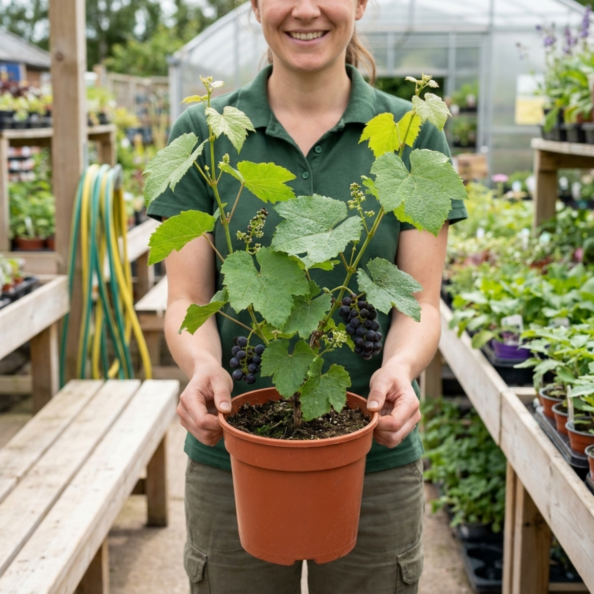1 Grape Vine Plant Vitis Black Hambourg, Hardy Outdoor Garden Ready, 3 Litre Root Ball - Frankton's