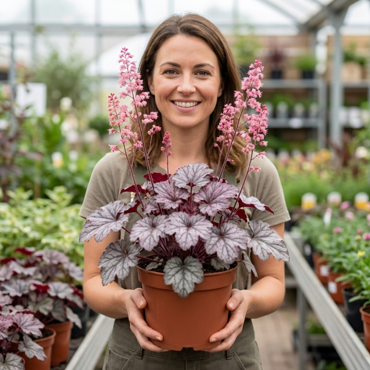 1 Heuchera Pink Fizz Coral Bells Plant, Hardy Evergreen Perennial, 17cm Root Ball - Frankton's