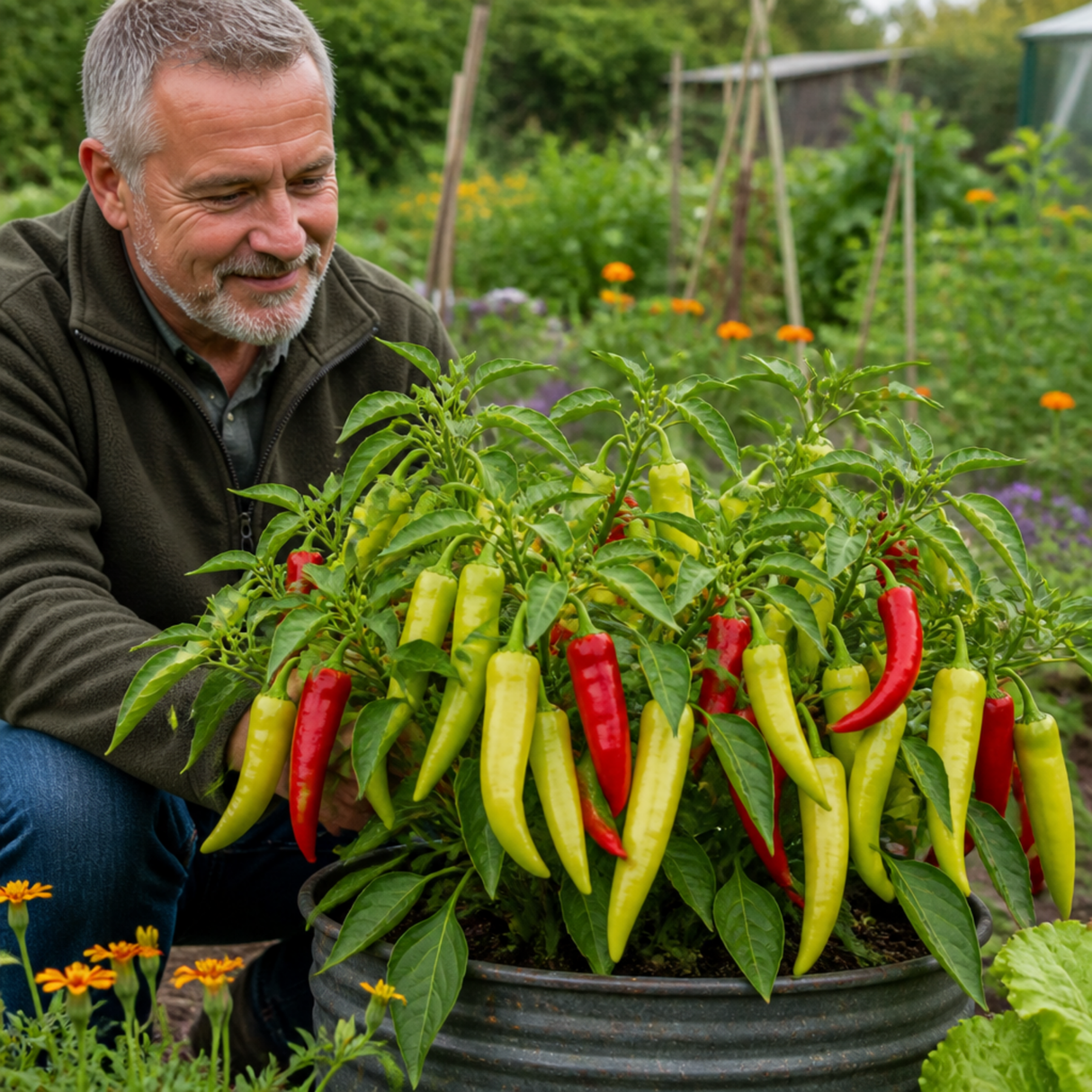 1 Hungarian Hot Wax Chilli Pepper Plant, Outdoor Garden Ready, Grow Your Own Chilli, 2Ltr Root Ball - Frankton's