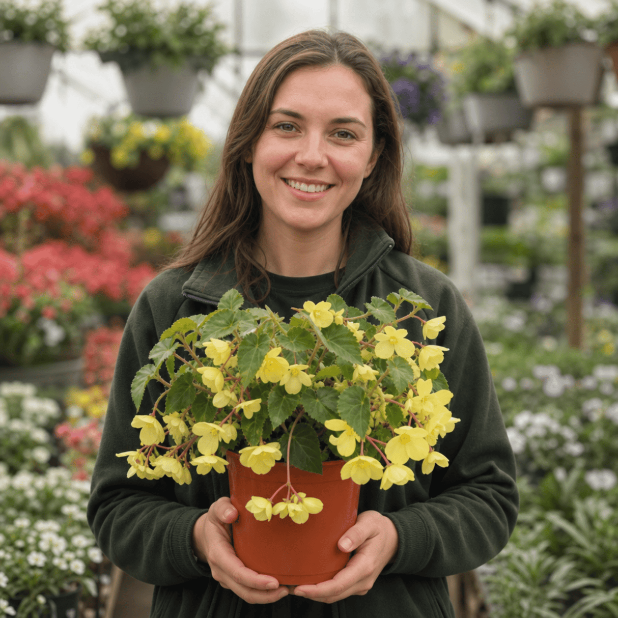 1 Large Plant - Begonia Fragrant Falls Lemon, Outdoor Garden Ready, 2L Pot - Frankton's