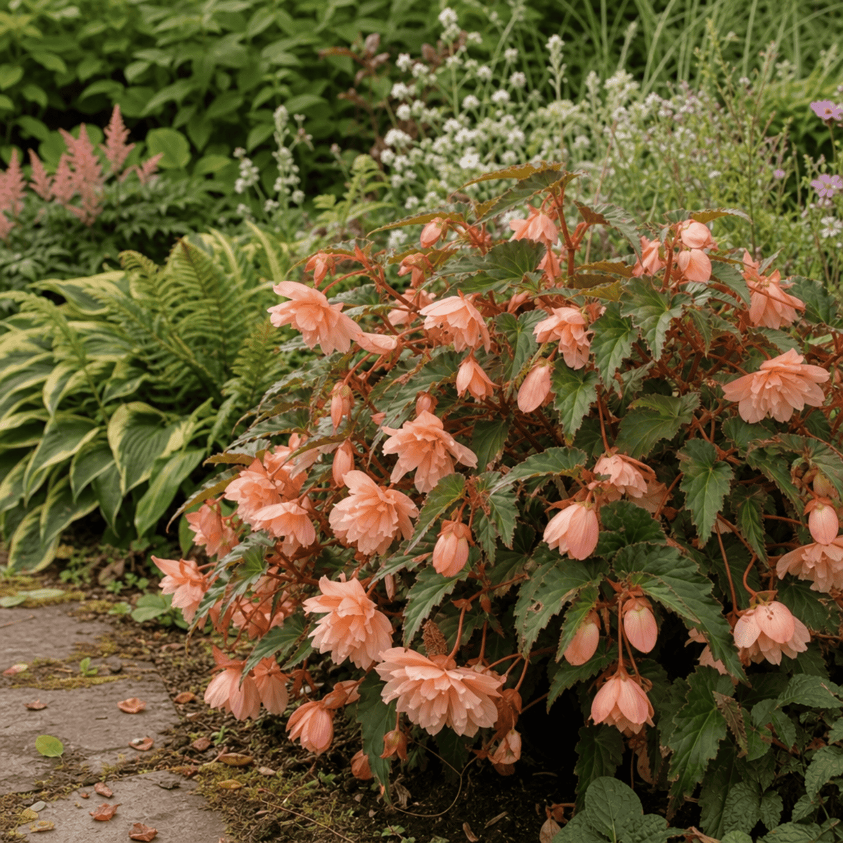 1 Large Plant - Begonia Fragrant Falls Peach, Outdoor Garden Ready, 2L Pot - Frankton's