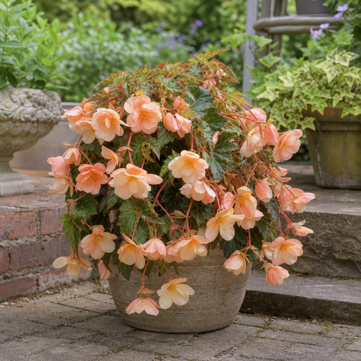 1 Large Plant - Begonia Fragrant Falls Peach, Outdoor Garden Ready, 2L Pot - Frankton's