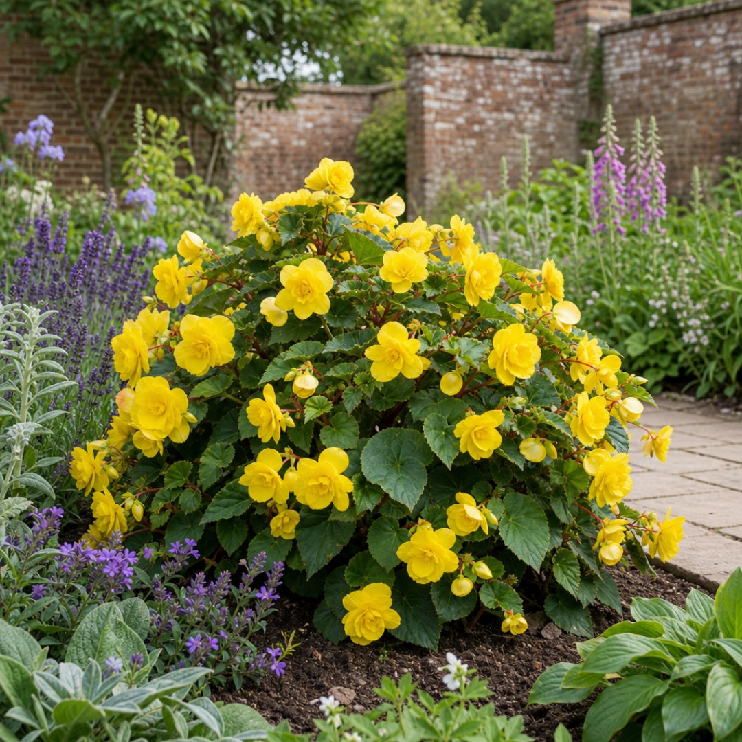 1 Large Plant - Begonia Non Stop Mocca Yellow, Outdoor Garden Ready, 5L Pot - Frankton's