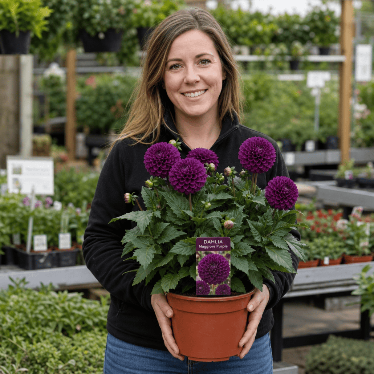 1 Large Plant - Dahlia Maggiore Purple, Ready to Plant in Your Garden, 3L Pot - Frankton's