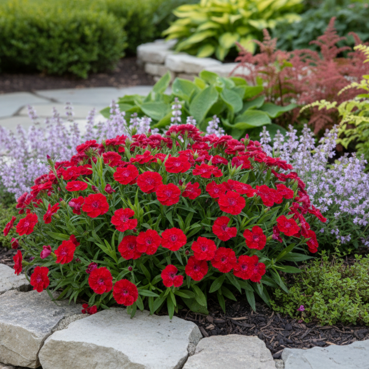 1 Large Plant - Dianthus Dart Scarlet, Ready to Plant in Your Garden, 2L Pot - Frankton's