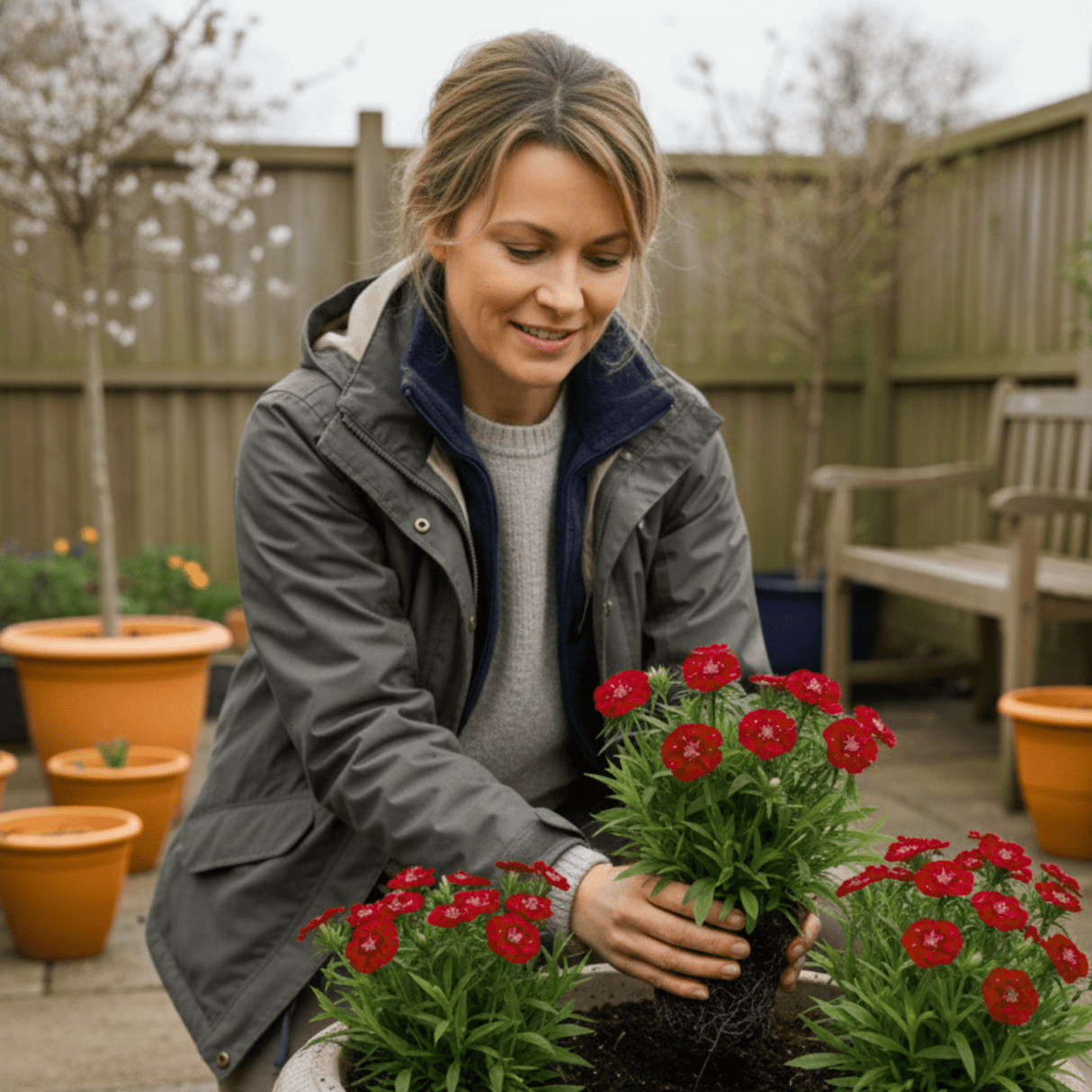 1 Large Plant - Dianthus Dart Scarlet, Ready to Plant in Your Garden, 2L Pot - Frankton's