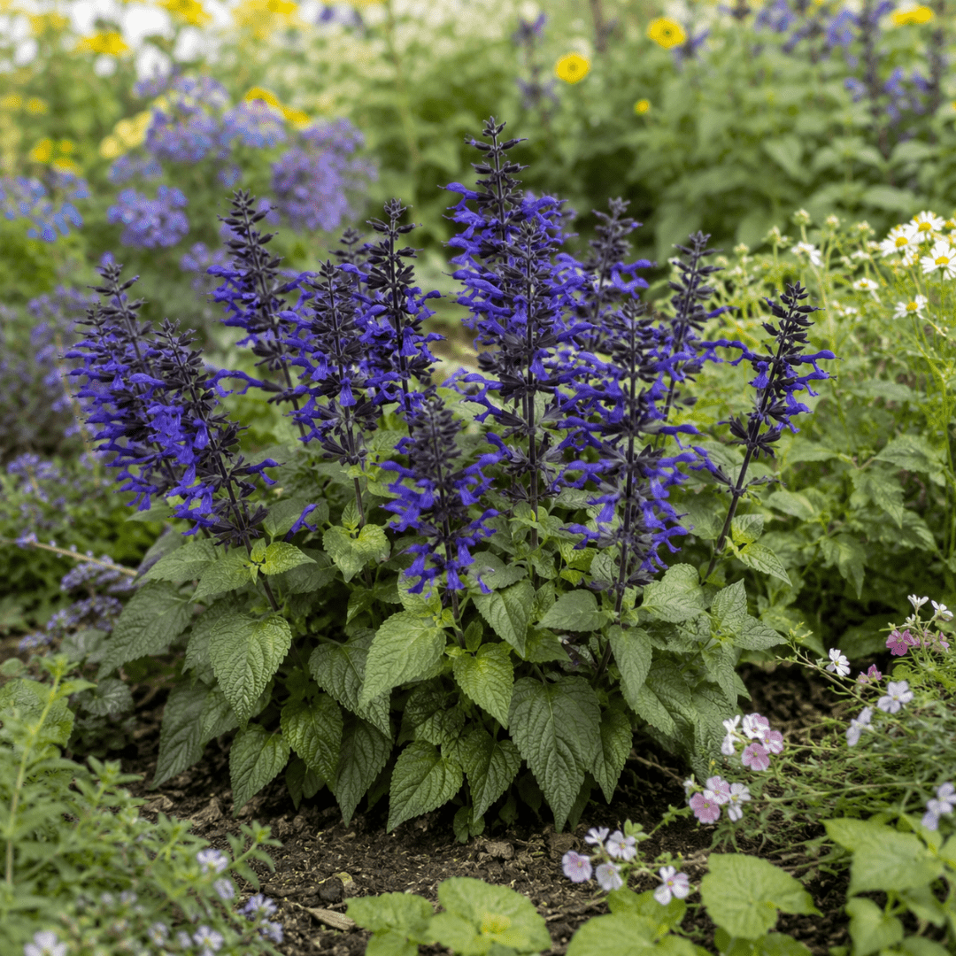 1 Large Plant - Salvia Sangoons Black & Bloom, Ready to Plant in Your Garden, 5L - Frankton's