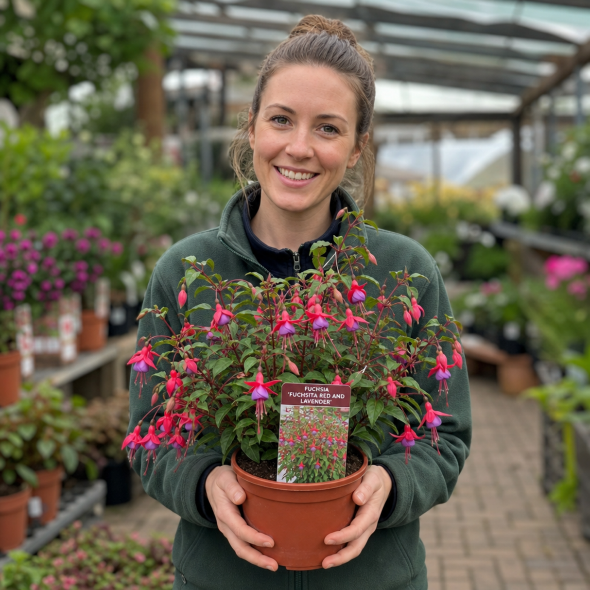 1 Large Plant - Upright Fuchsia Fuchsita Red & Lavender, Outdoor Garden Ready - Frankton's