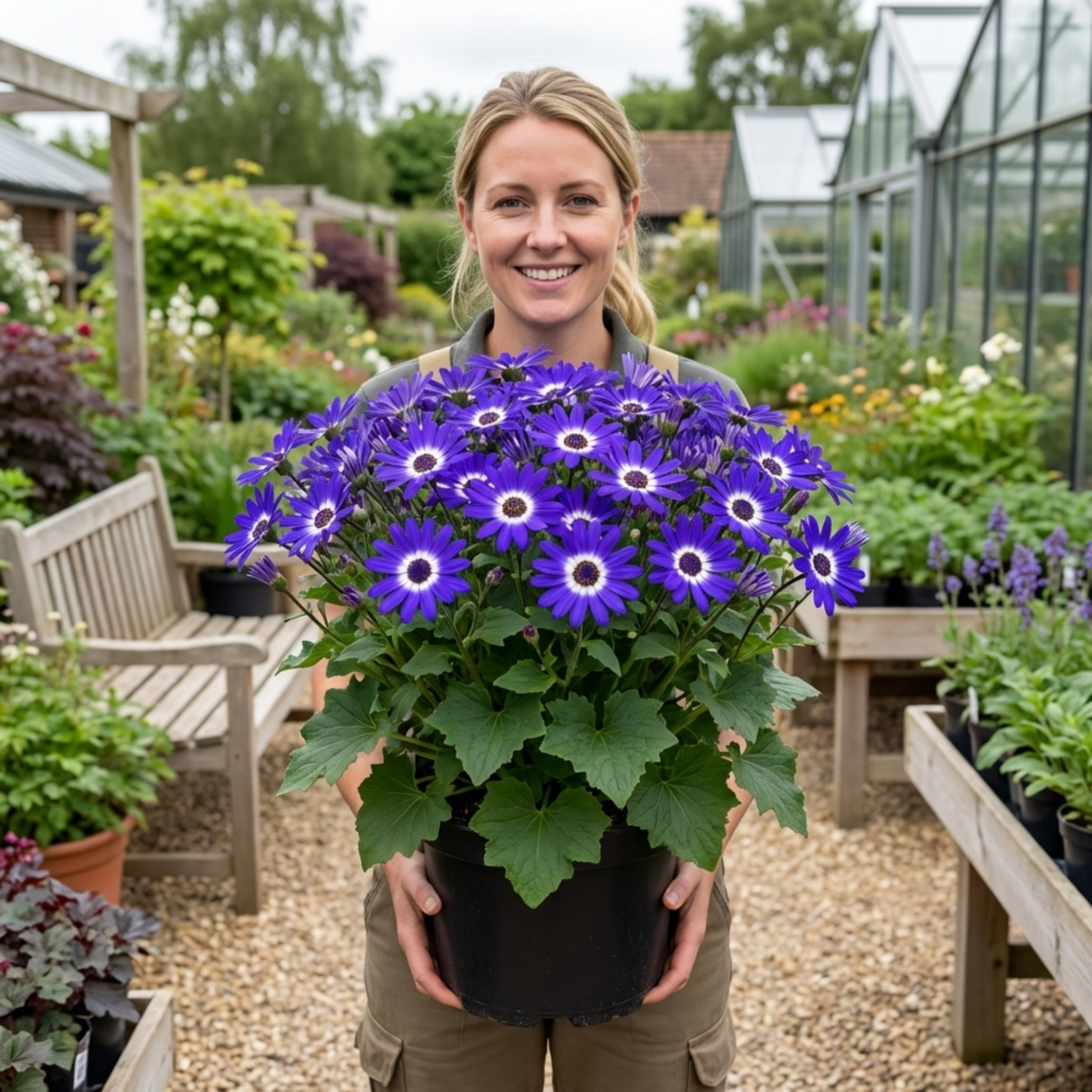1 Large Senetti Violet Pericallis Plant, Spring Flowering, Outdoor Garden Ready, 6.5L Root-Ball - Frankton's