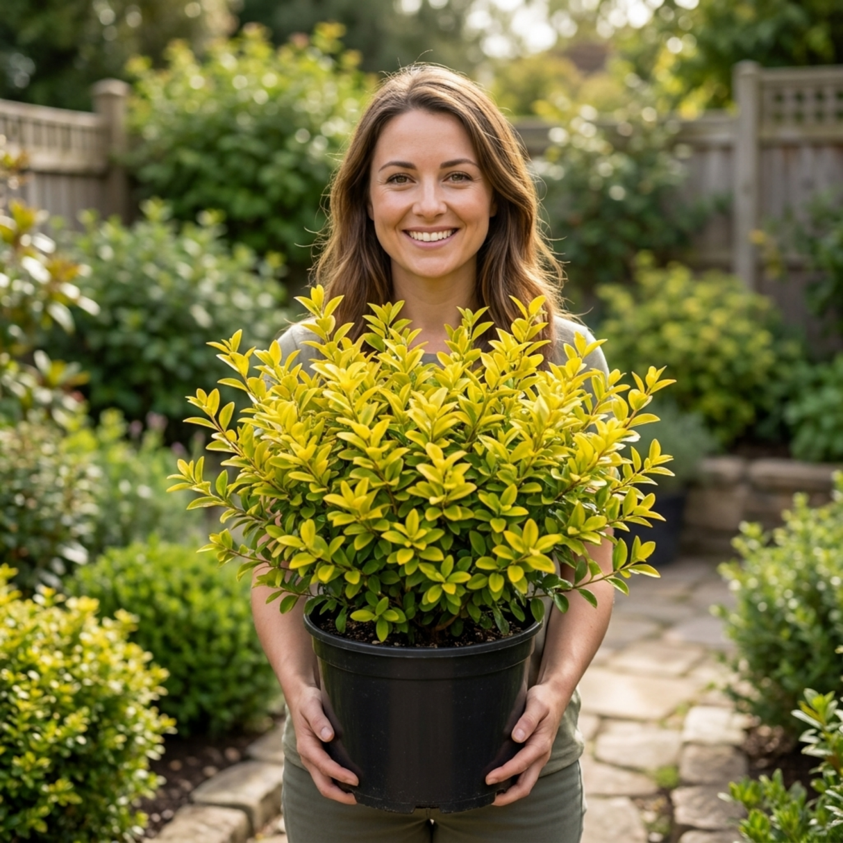 1 Ligustrum Aureum Golden Privet Hedge Plant, Evergreen Garden Ready, 7.5 Litre Root Ball - Frankton's