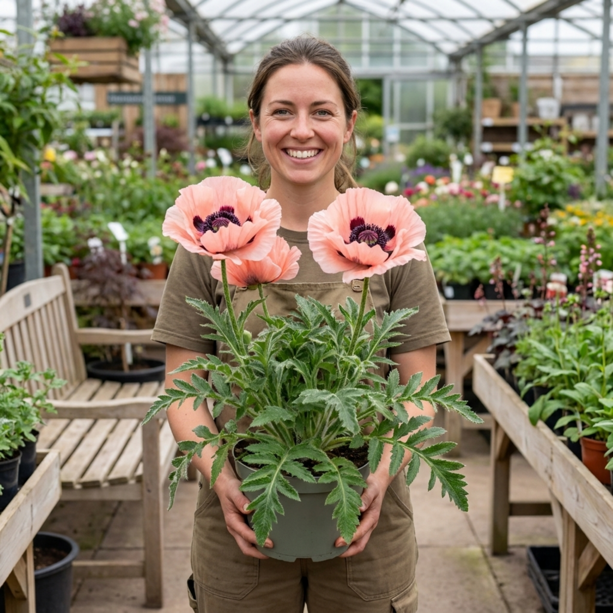 1 Oriental Papaver Waltzing Elisabeth, Hardy Perennial Poppy Plant, 19cm Root Ball - Frankton's