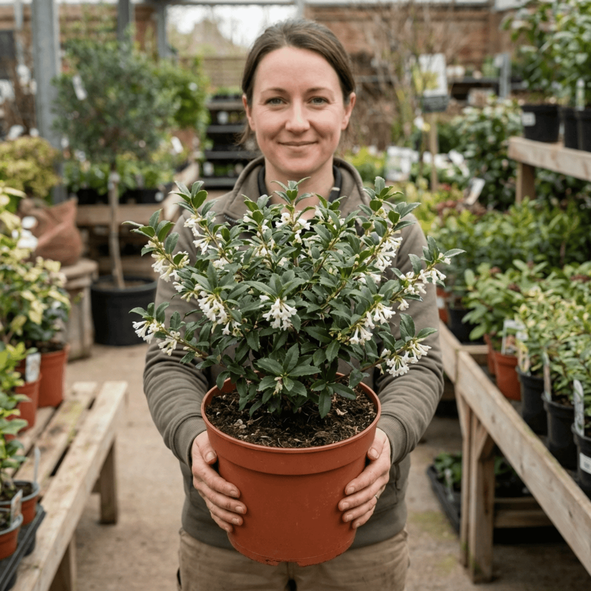 1 Osmanthus Delavayi Plant, Fragrant Evergreen Shrub, Outdoor Garden Ready, 19cm Root Ball - Frankton's