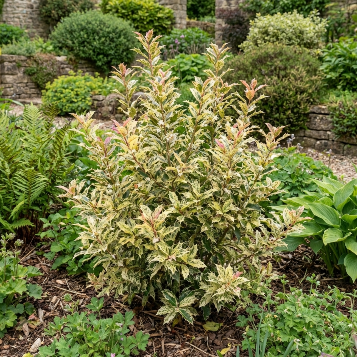 1 Osmanthus Goshiki Variegated Evergreen Shrub, Hardy Outdoor Garden Ready, 19cm Root-Ball - Frankton's