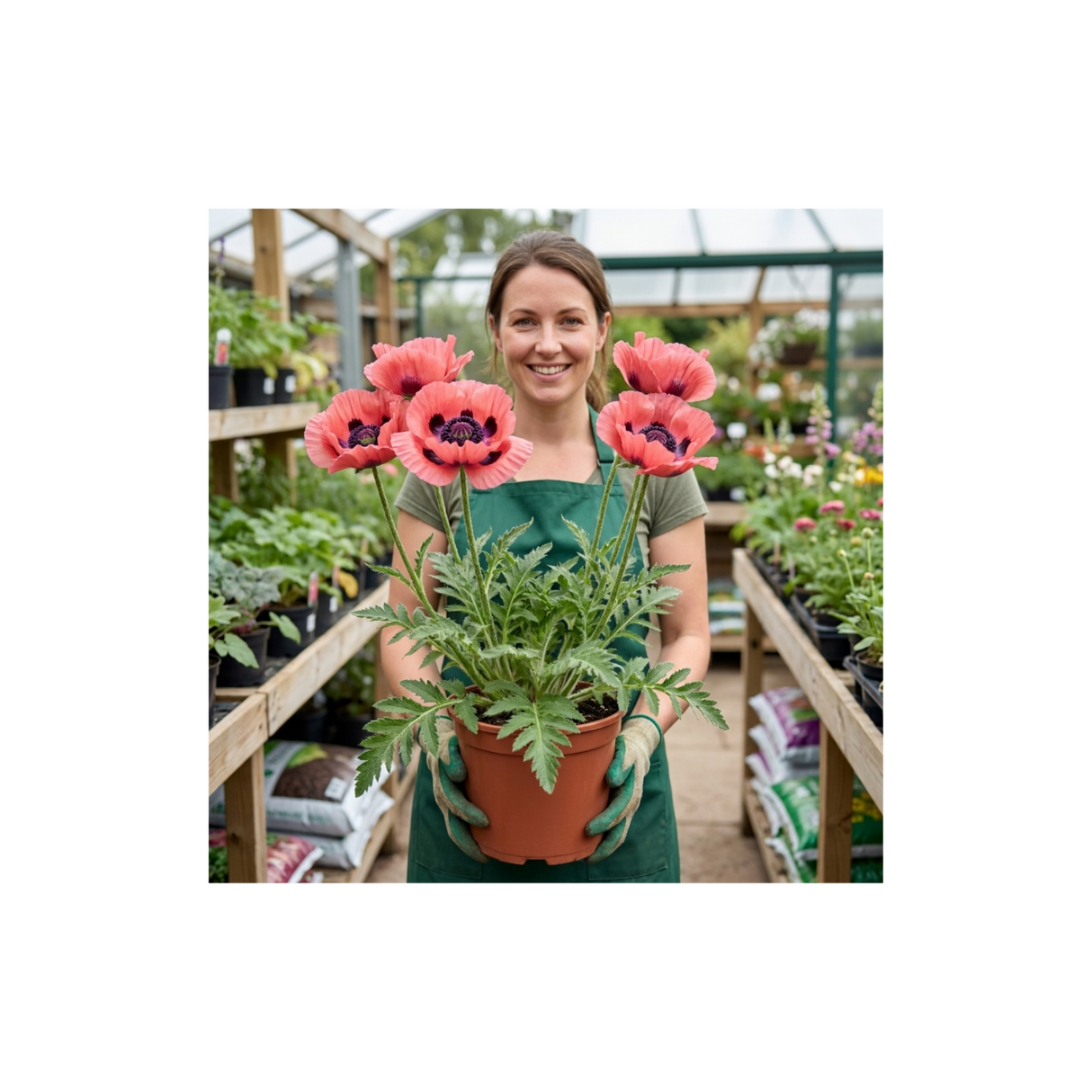 1 Papaver Orientale Waltzing Mathilde, Summer Flowering Hardy Perennial Poppy Plant, 3 Litre Root Ball - Frankton's