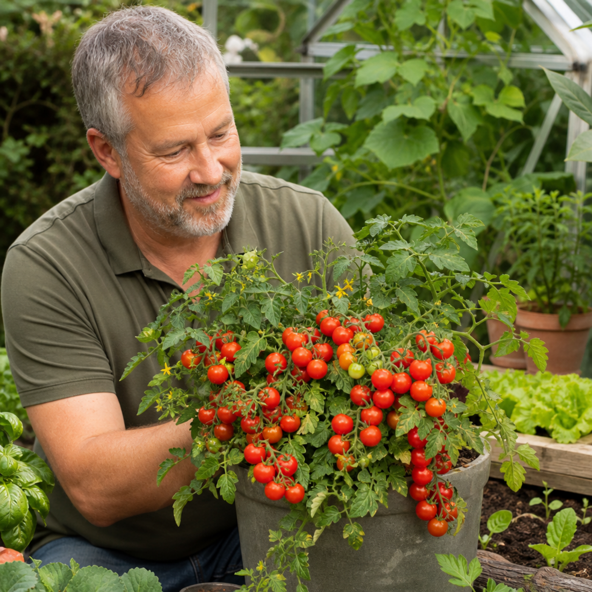 1 Patio Cherry Tomato Plant, Veranda Red, Live Outdoor Garden Ready, 2 Litre Root-Ball - Frankton's