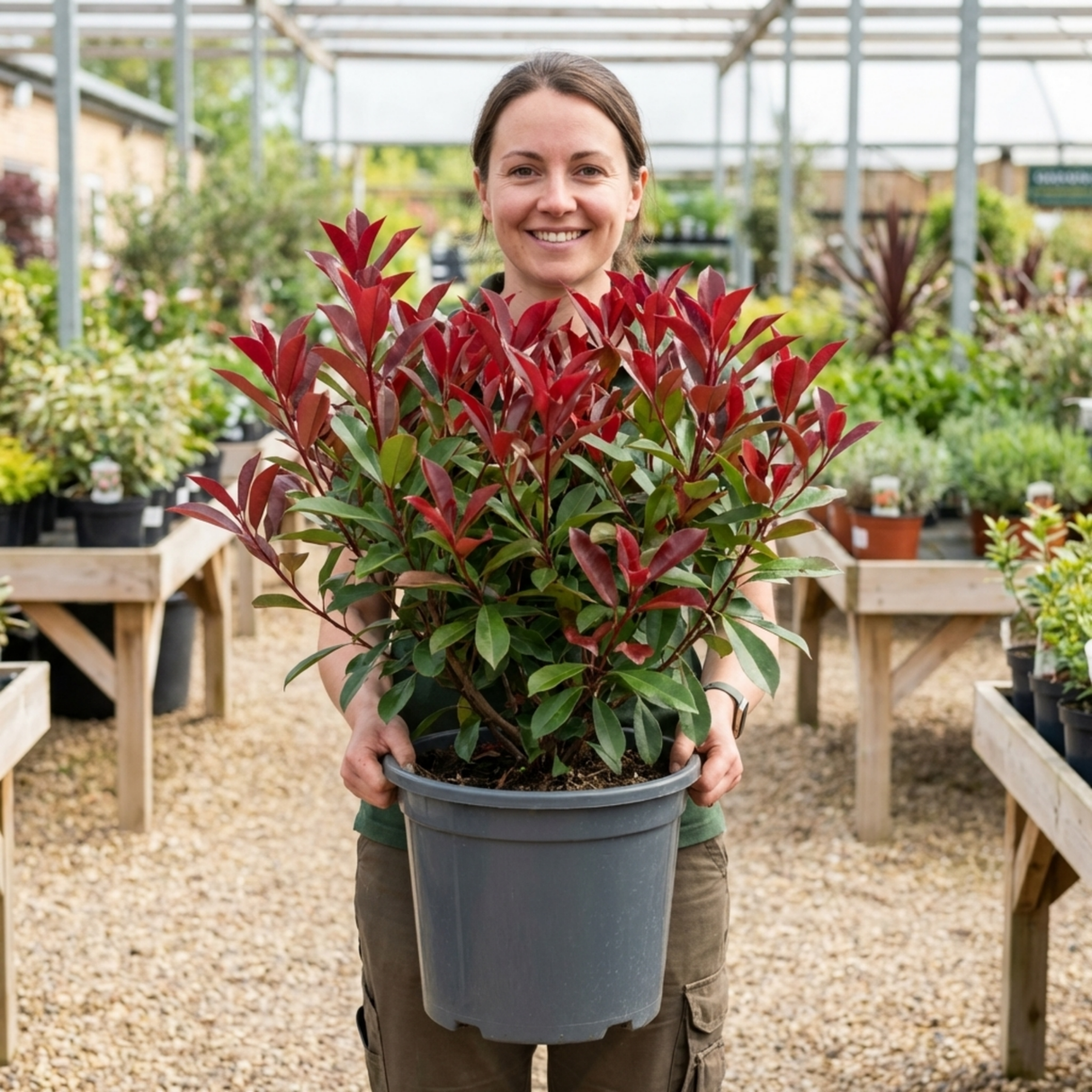 1 Photinia Louise Plant, Hardy Evergreen Red Leaf Hedge Shrub, Outdoor Garden Ready, 26cm Root Ball - Frankton's