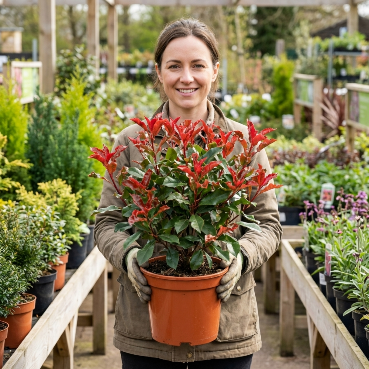 1 Photinia Magical Volcano Evergreen Shrub, Fast Growing Hedge Plant, 3 Litre Root-Ball - Frankton's