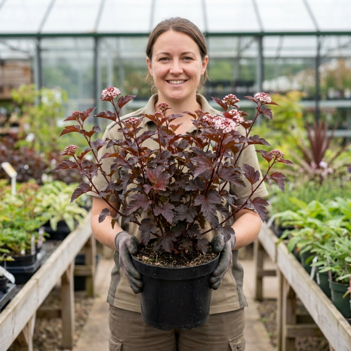 1 Physocarpus Lady in Red Plant, Hardy Bee Friendly Deciduous Garden Shrub, 3 Litre Root Ball - Frankton's