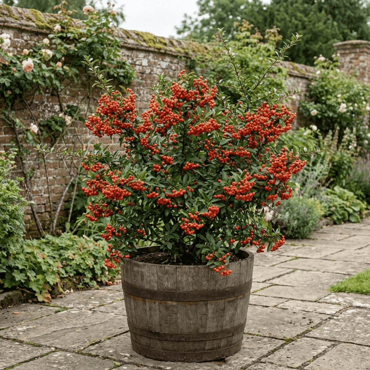 1 Pyracantha Orange Glow Firethorn Plant, Evergreen Fast Growing Climbing Hedge Shrub, 2L Root-Ball - Frankton's