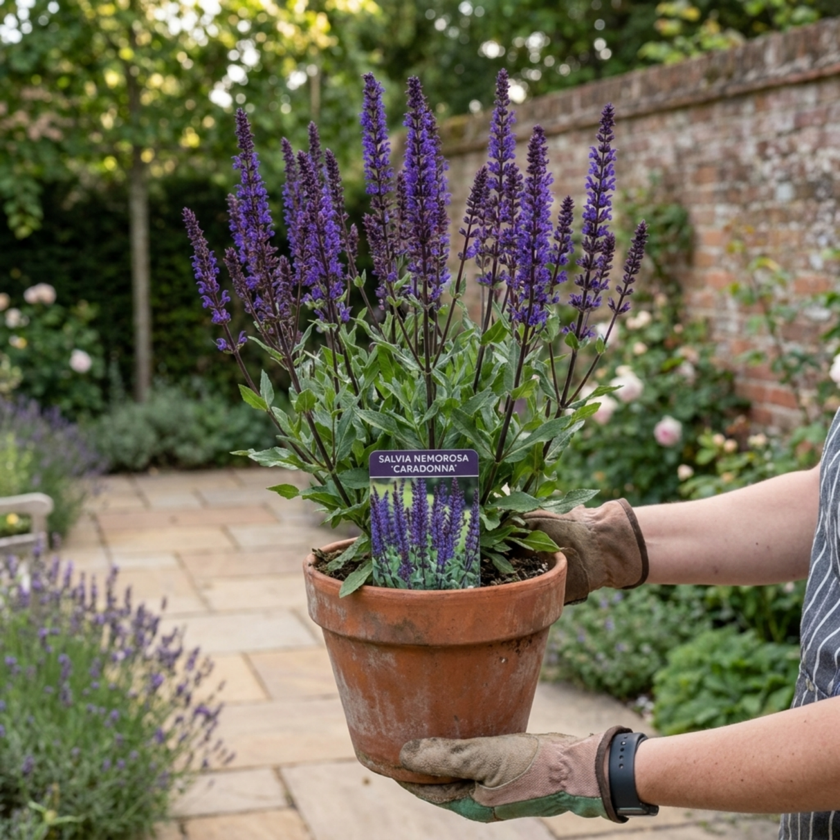 1 Salvia Caradonna Hardy Perennial Plant, Purple Flower Spikes, Bee Friendly, 17cm Root-Ball - Frankton's