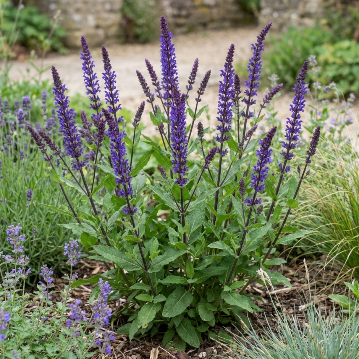 1 Salvia Caradonna Hardy Perennial Plant, Purple Flower Spikes, Bee Friendly, 17cm Root-Ball - Frankton's