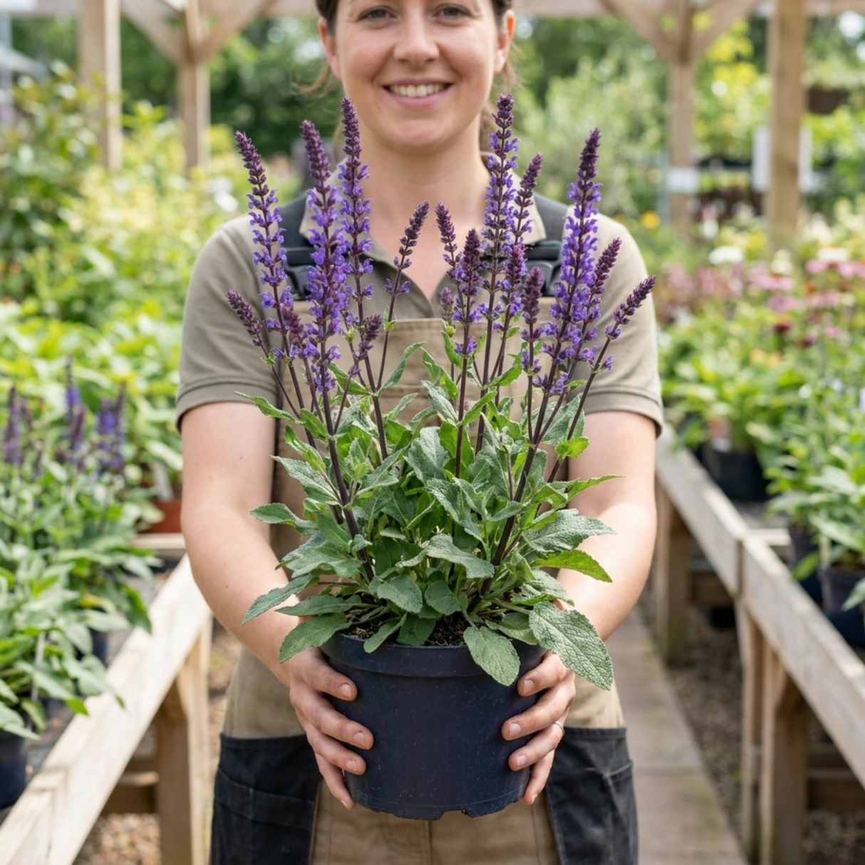 1 Salvia Caradonna Hardy Perennial Plant, Purple Flower Spikes, Bee Friendly, 17cm Root-Ball - Frankton's