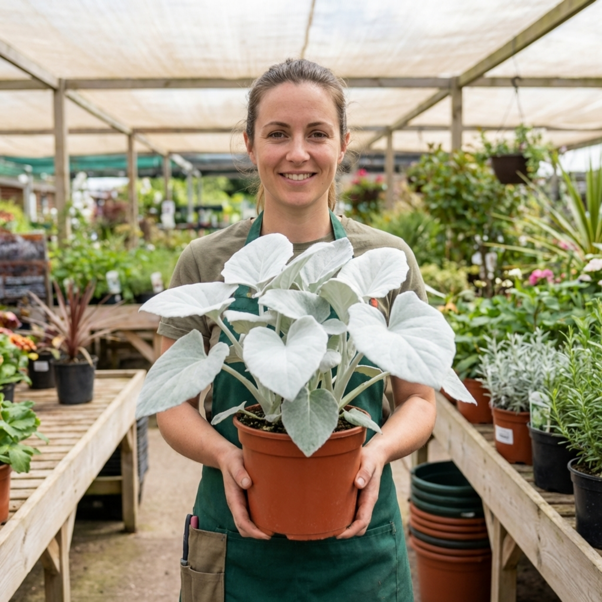 1 Senecio Angel Wings Plant, Hardy Silver Foliage Perennial, Outdoor Garden Ready, 2L Root-Ball - Frankton's
