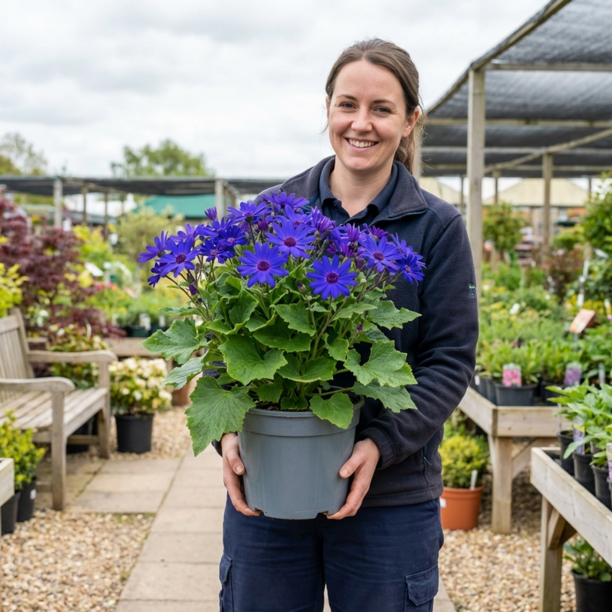 1 Senetti Kobalt Blue Flowering Plant, Large Summer Bedding, Outdoor Garden Ready, 6.5L Root-Ball - Frankton's