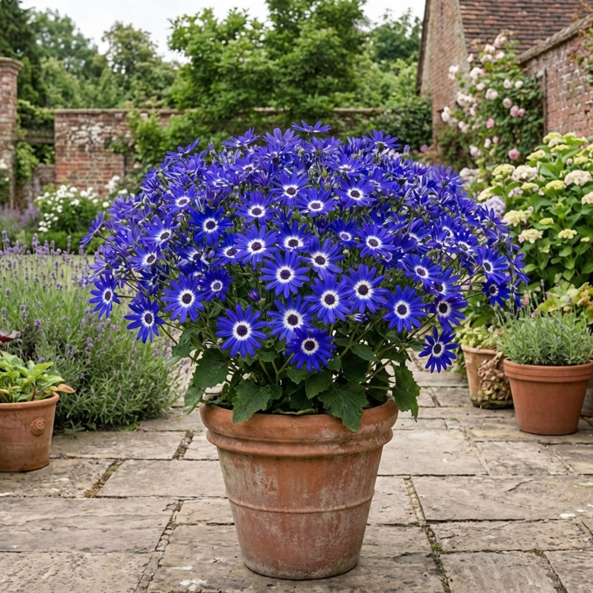 1 Senetti Kobalt Blue Pericallis Daisy Plant, Vibrant Outdoor Summer Bedding, 17cm Root Ball - Frankton's