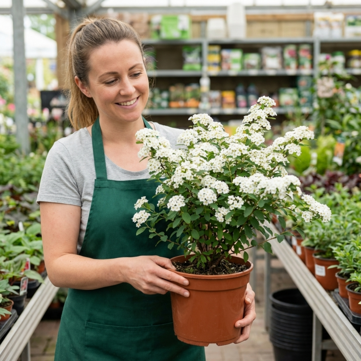 1 Spiraea Snowmound Plant, Outdoor White Flowering Hardy Compact Shrub, Bee Friendly, 2 Litre Root-Ball - Frankton's